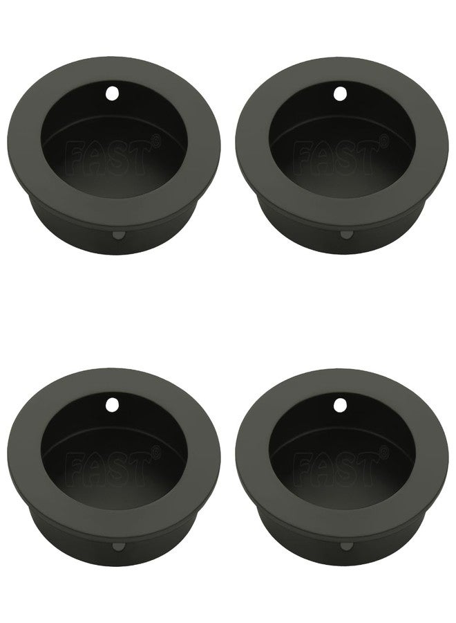 فاست مقبض انزلاقي مخفي دائري من الفولاذ المقاوم للصدأ من فاست، مقاس 2.5 بوصة، لأبواب الخزائن ودواليب الملابس، بالإضافة إلى مقابض سحب للأدراج، 4 قطع (أسود) - Image 1